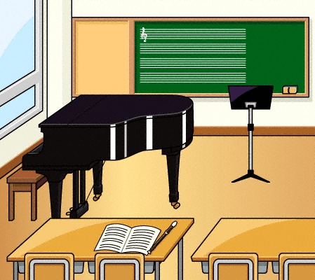 東近江市立能登川南小学校の音楽室